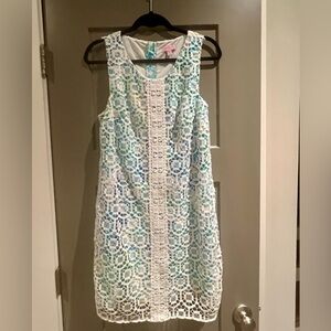 Lilly Pulitzer Turquoise and White Lace Dress